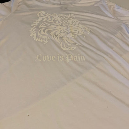 Love is Pain white on white Tee